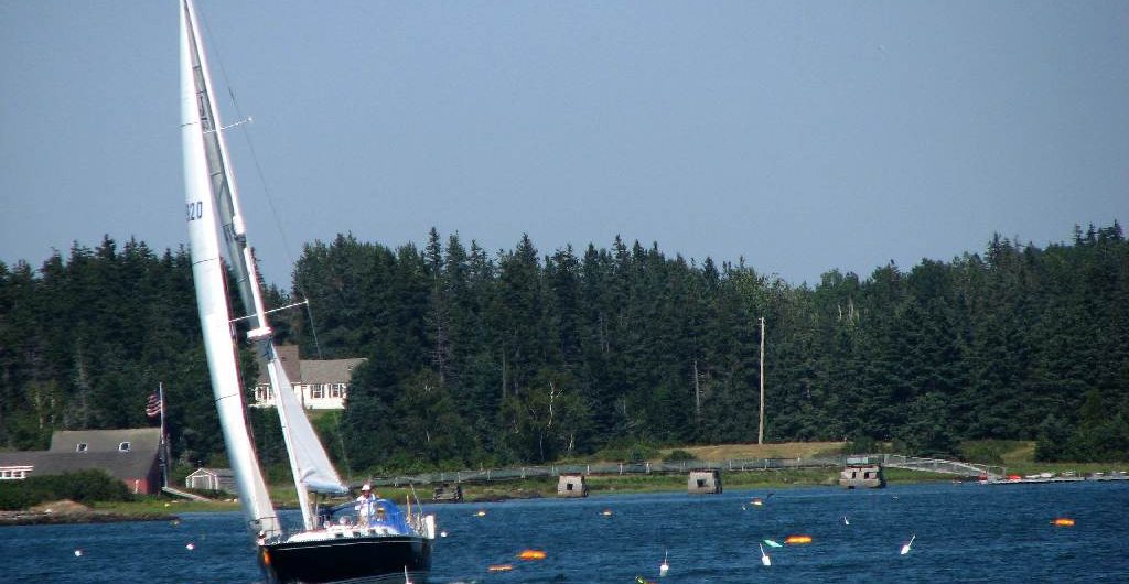 Sailing among lobster pots in Maine Sailing among lobster pots in Maine